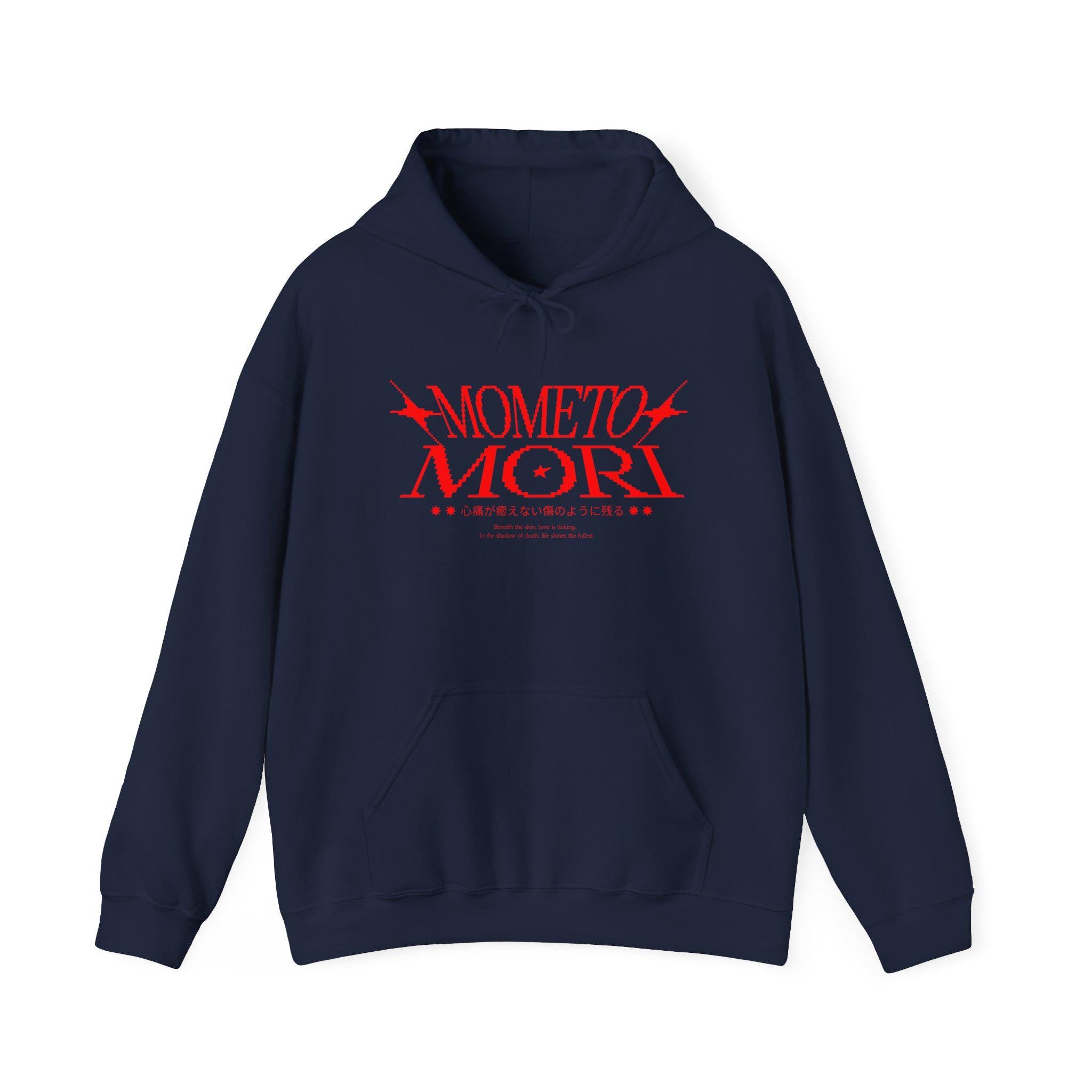 Memento Mori hoodie | Red Script Memorial Phrase Sweatshirt