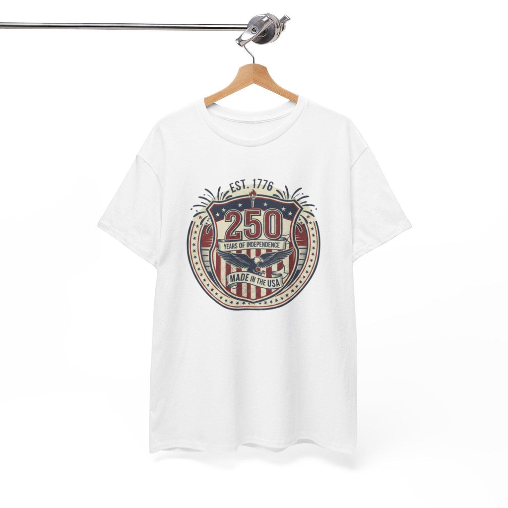 250 Years American Flag Badge T-Shirt | Patriotic Independence Design