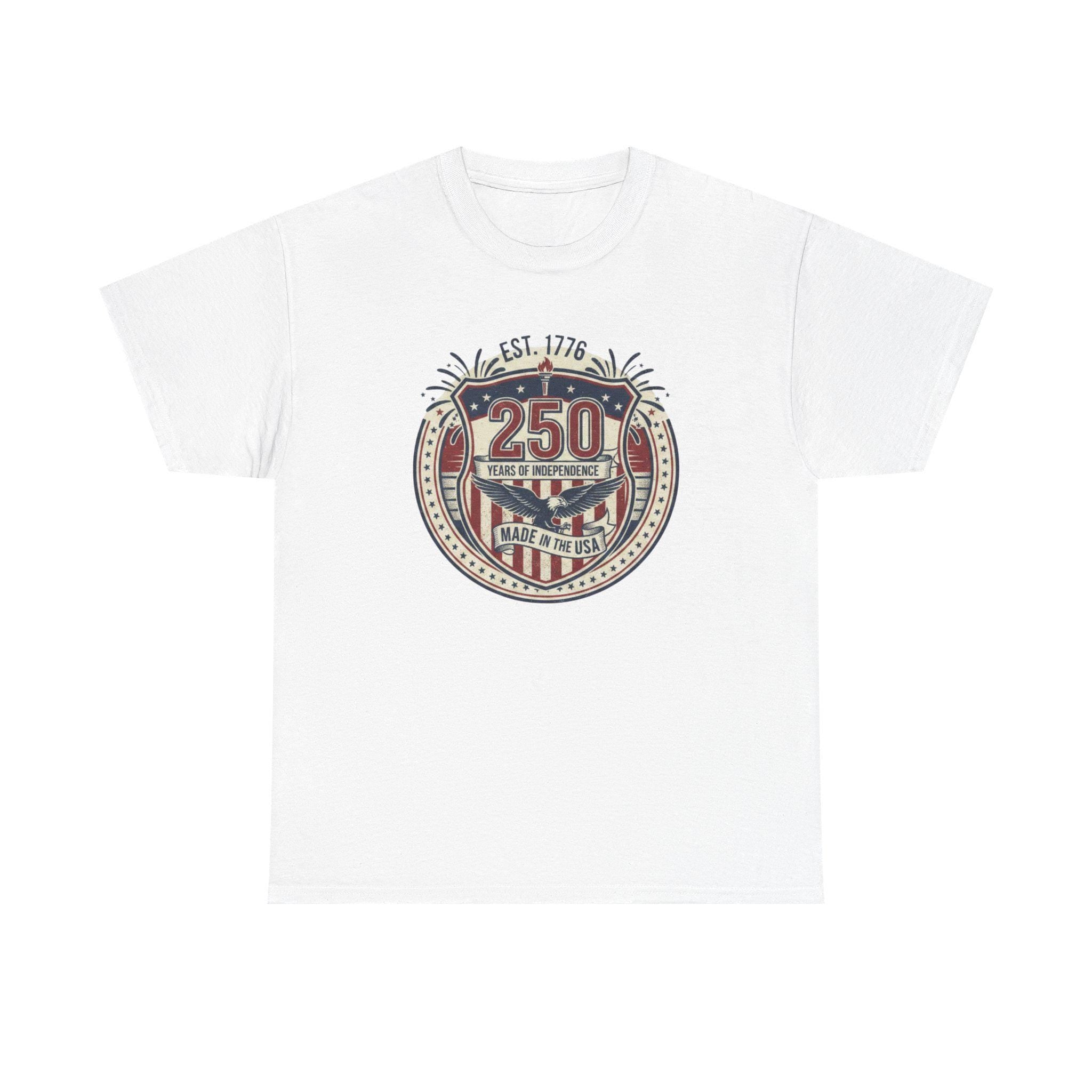 250 Years American Flag Badge T-Shirt | Patriotic Independence Design