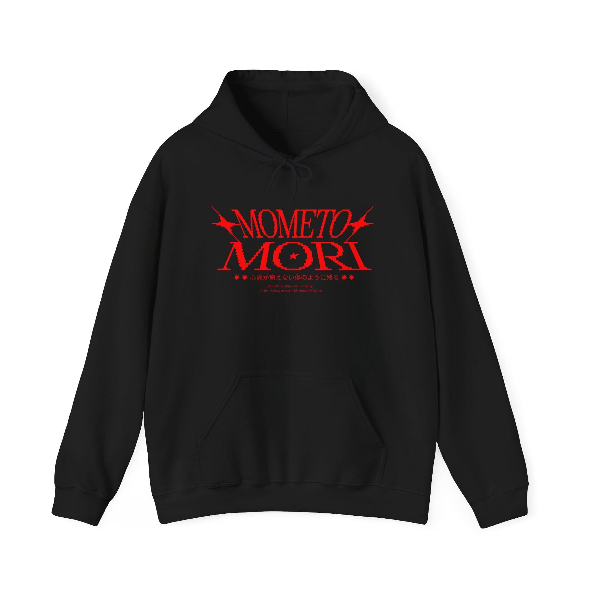 Memento Mori hoodie | Red Script Memorial Phrase Sweatshirt